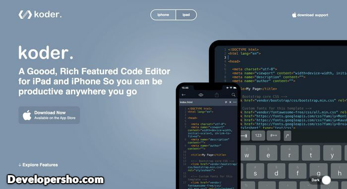 اپلیکیشن برنامه نویسی در iOS با Koder Code Editor
