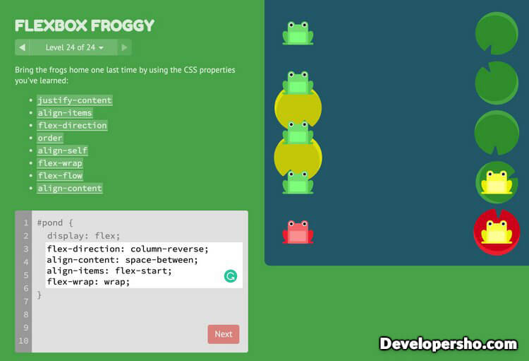 با Flexbox Froggy بازی کنید و برنامه نویسی یاد بگیرید