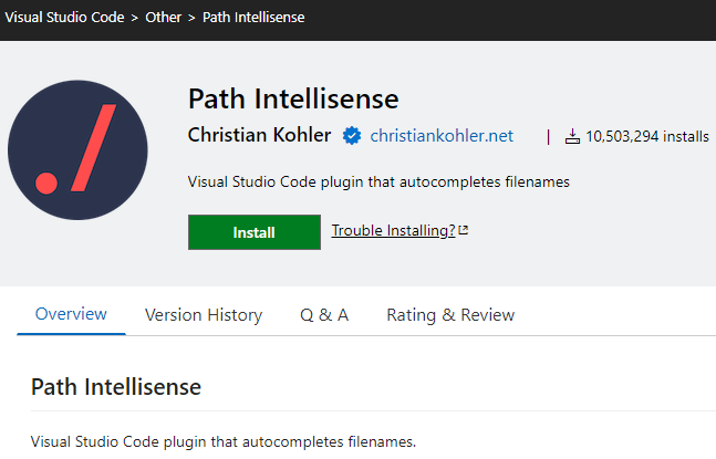 Path Intellisense بهترین افزونه برای VS Code