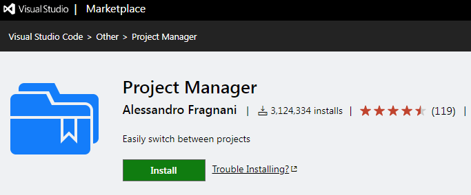 اکستنشن Project Manager برای VSCode