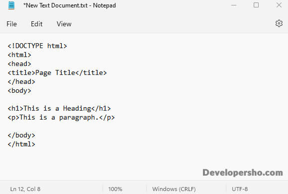 اضافه کردن تگ‌های HTML در Notepad