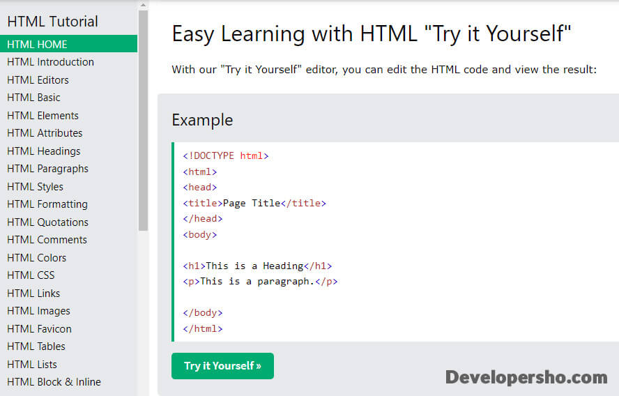 سایت w3schools برای یادگیری HTML